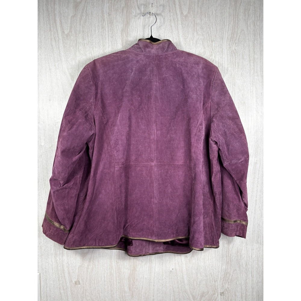 Linea Louis DellOlio Suede Jacket Plum Gold Detail NWT Womens 2XL Luxe Chic - Picture 3 of 8